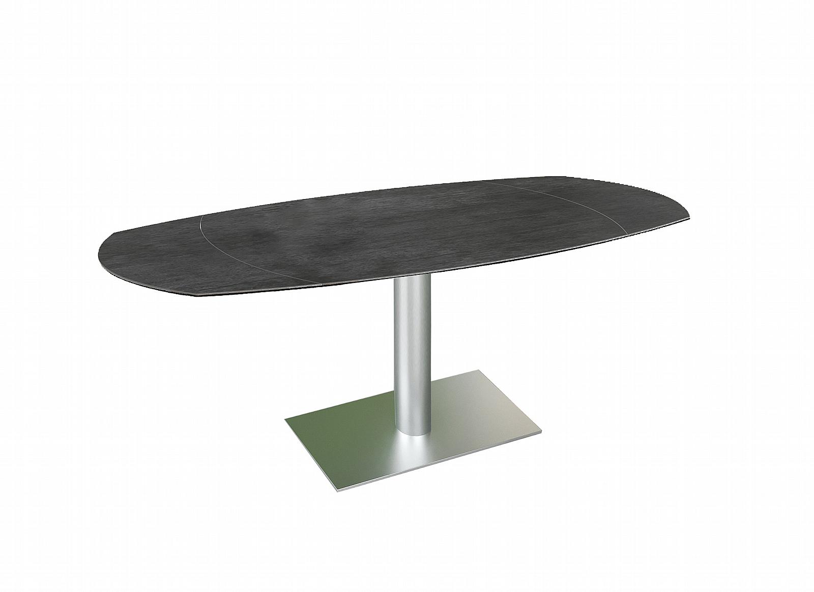 Icarus Steel Dining Tables Extending Titanium Brushed Stainless Brushed Stainless