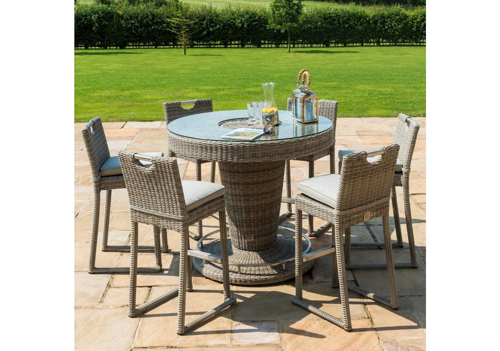 Maze Rattan Oxford Bar Table and 6 Chairs Vale Furnishers